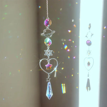 3 Styles Crystal Wind Chime Moon Sun Catcher Diamond Prisms Pendant Dream Catcher Rainbow Chaser Hanging Drop Home Garden Decor Windchime