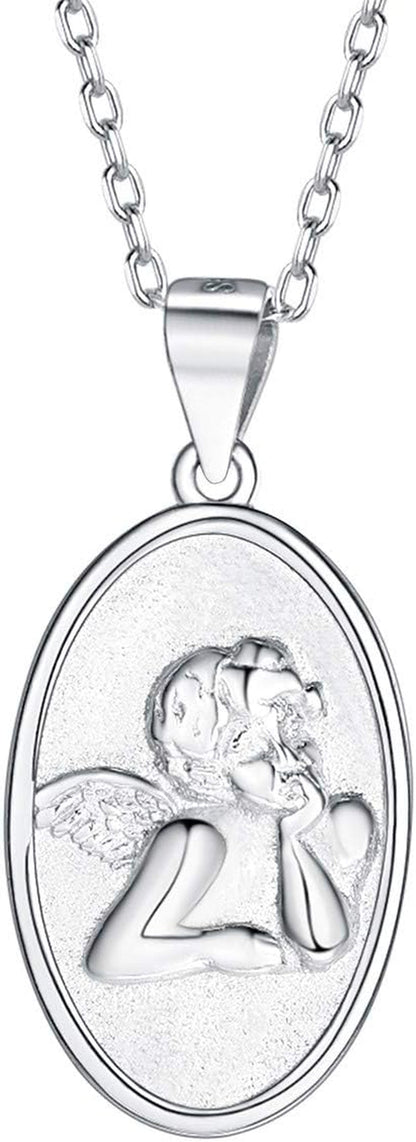 Coin Necklace Sterling Silver Vintage round Circle Disc Dainty Coin Pendant Necklaces for Women (With Gift Box)