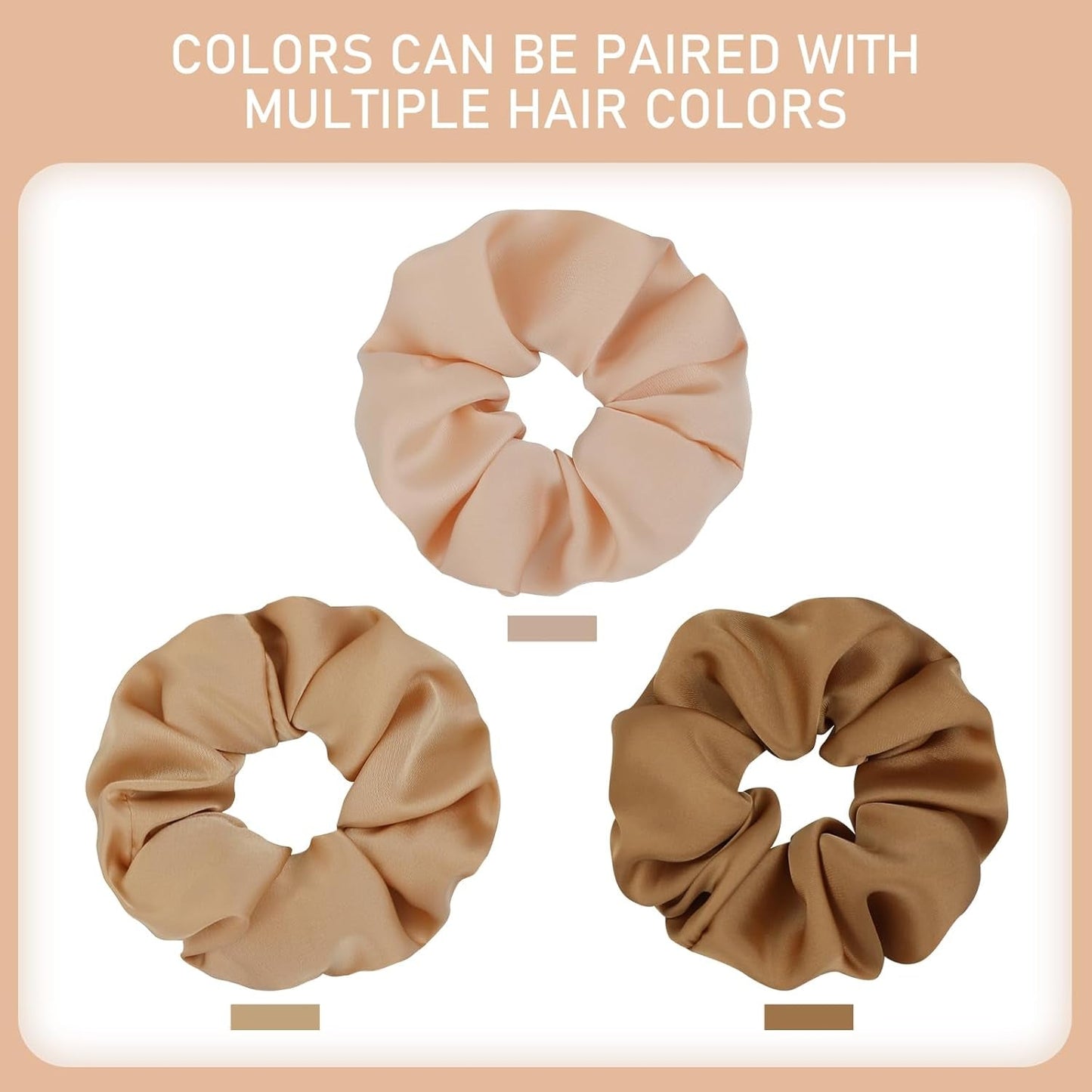 Soft Satin Scrunchies for Women, Non Slip, No Damage Scrunchies Hair Ties, Pack of 6