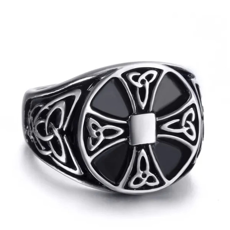 Ring for Men Celtic Cross Pattern Knot Viking Thor Scandinavian Stainless Steel Size 7-14