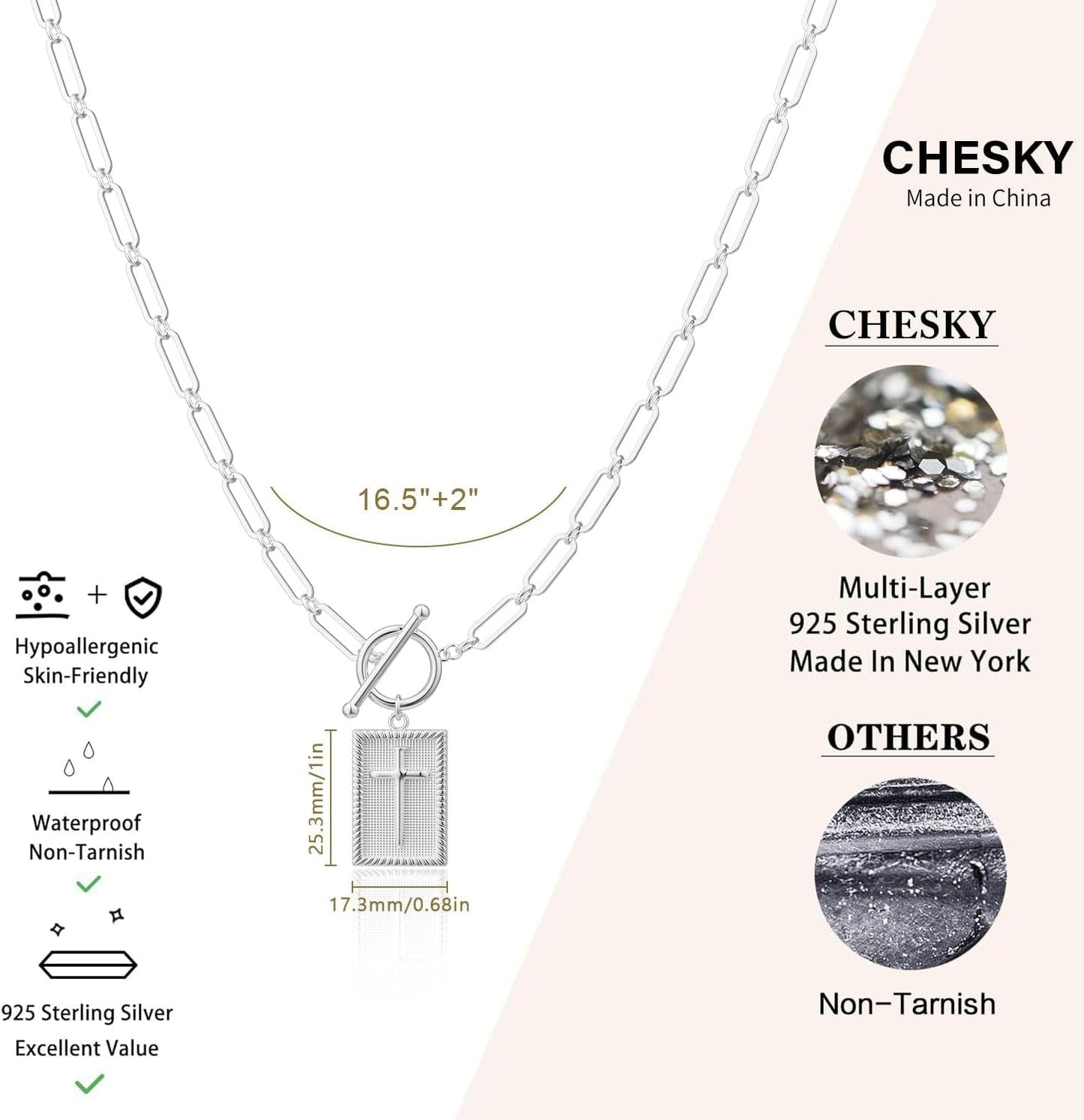 Cross Necklace for Women Trendy, Dainty 14K Gold Plated Paperclip Charm Necklace for Womens Chunky Cross Pendant Necklace Gold Jewelry Religious Christian Gifts for Christians