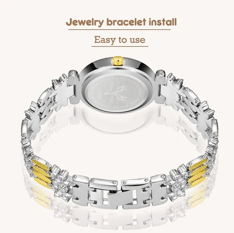 Butterfly Women Watches Luxury Brand Big Diamond 18K Gold Watch Waterproof Special Bracelet Expensive Ladies Wrist Watch