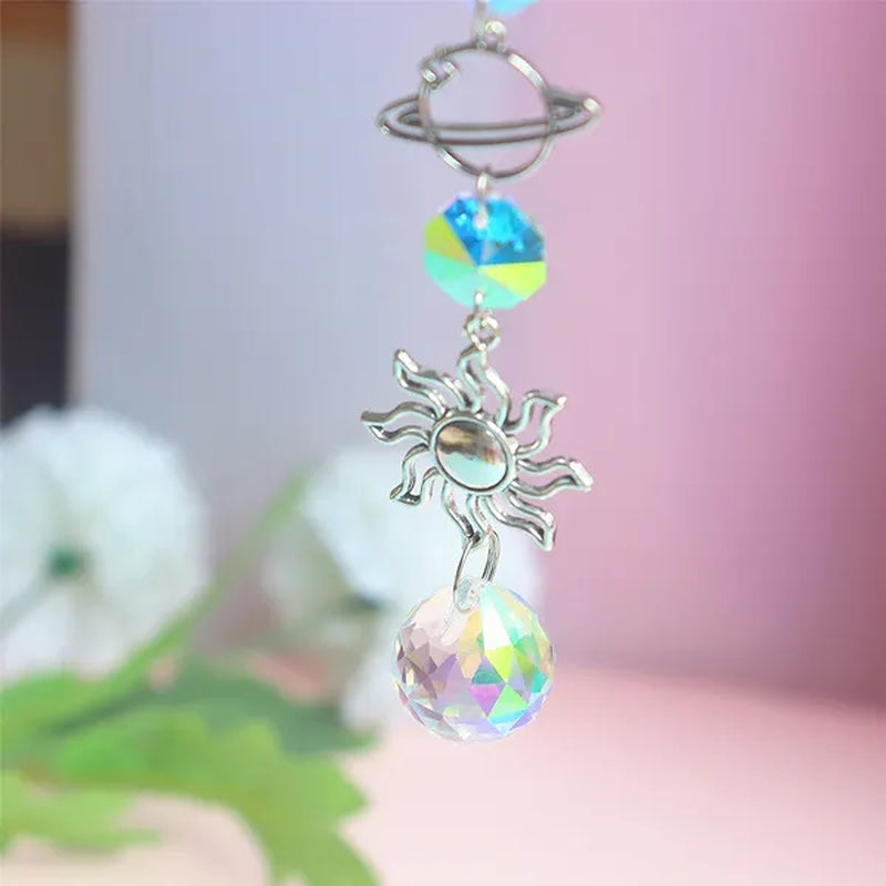 3 Styles Crystal Wind Chime Moon Sun Catcher Diamond Prisms Pendant Dream Catcher Rainbow Chaser Hanging Drop Home Garden Decor Windchime
