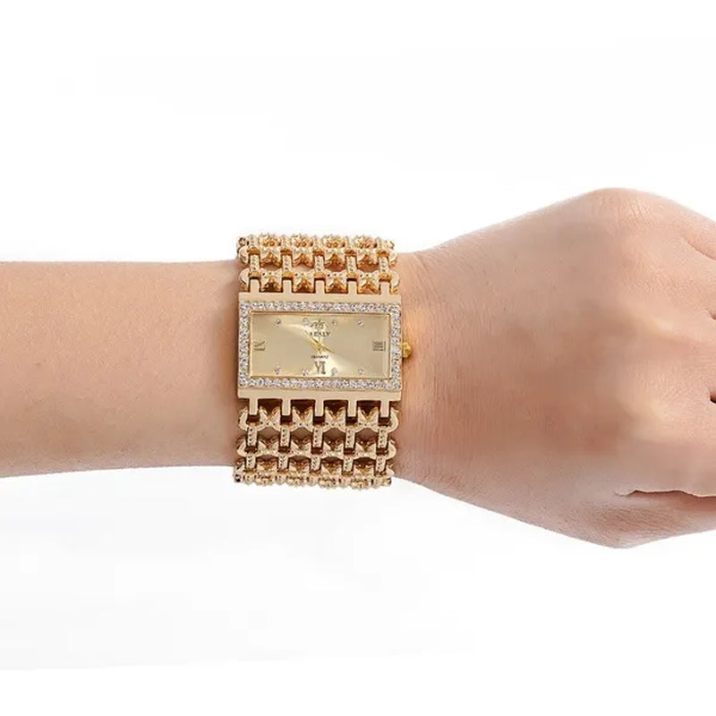 2016 Brand New Stainless Steel Chain Fashion Gold Watch Women Wristwatch Alloy Square Watch Student Bracelet Relogios Feminino