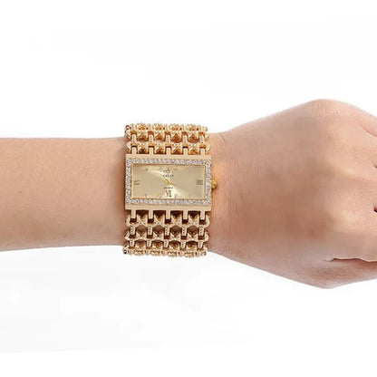 2016 Brand New Stainless Steel Chain Fashion Gold Watch Women Wristwatch Alloy Square Watch Student Bracelet Relogios Feminino