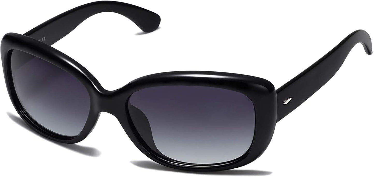 Vintage Square Sunglasses for Women Polarized UV Protection Havana Frame