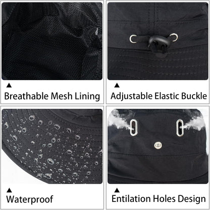 Sun Hats for Men Women Wide Brim Boonie Hat UPF 50+ Bucket Hats Hiking Fishing Outdoor Summer Safari UV Protection Hat