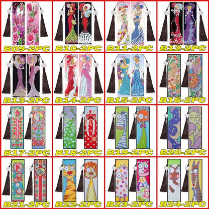 100 Styles DIY Butterfly Flower Diamond Painting Tassel Leather Bookmark 5D Fashion Cross Stitch Craft Christmas Gift @#A11