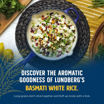 Basmati Rice, Organic Long Grain White Rice - Non-Sticky, Fluffy, Nutty, Aromatic Rice, Vegan Food, Healthy Meals, Gluten-Free Rice Grown in California, 25 Lbs