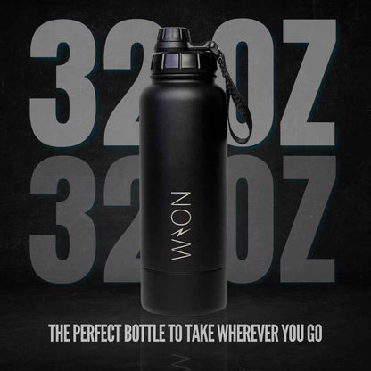 WON Stainless Steel Insulated Water Bottle with Storage Compartment for Pills, Dog Food, Snacks, Keys, Cash and Valuables - 32Oz Metal Vacuum Flask for Cold & Hot Drinks - Diversion Safe Water Bottle