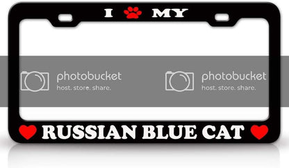 I PAW My Russian Blue Cat Pet Animal Metal Car SUV Truck License Plate Frame Bl X21