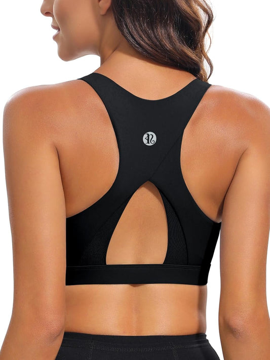 High Impact Sports Bras for Women,Racerback Running Bra Workout Crop Tank Tops Longline Sports Bra Push Up