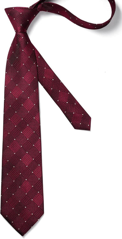 Ties for Men Silk Extra Long Tie and Pocket Square Classic Plaid Checkered 63 Inches Men'S Neckties Business