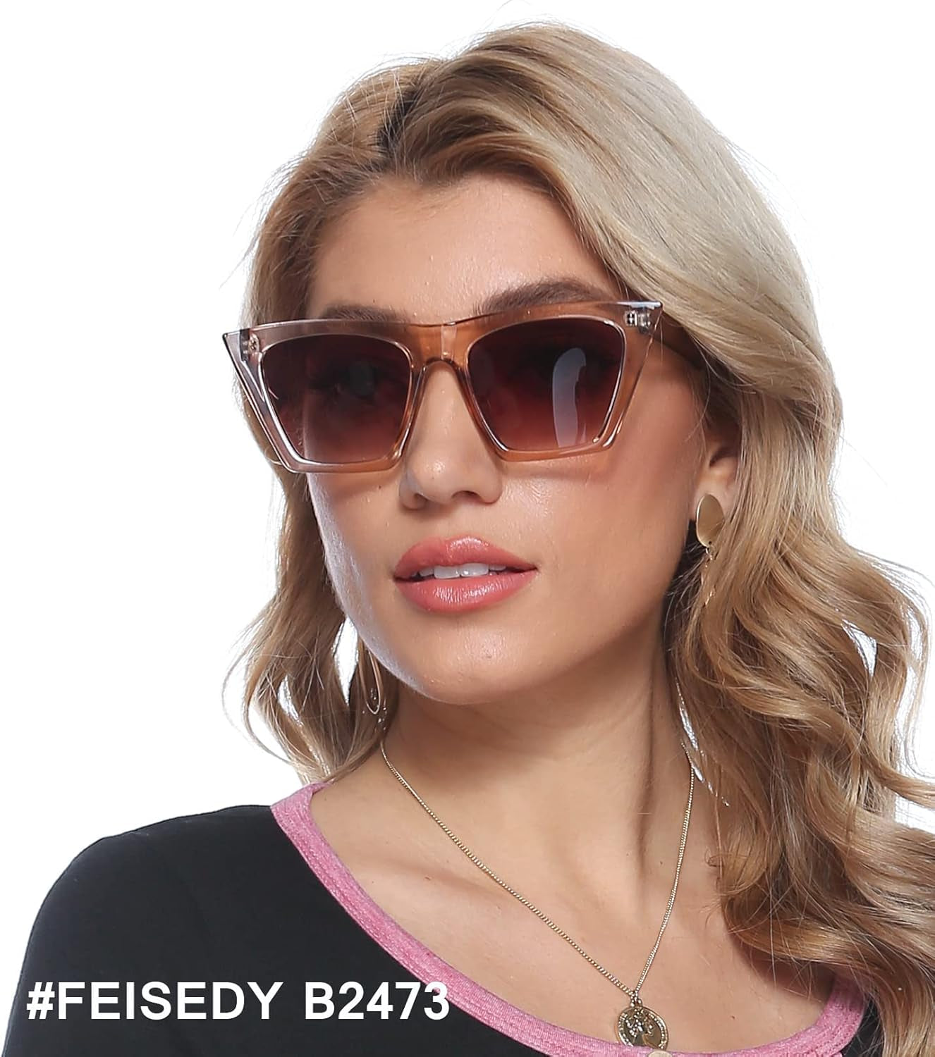 Vintage Square Cat Eye Sunglasses Women Trendy Cateye Sunglasses B2473