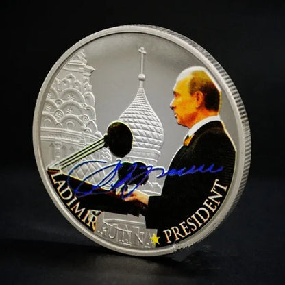 3 Pcs Putin the President of Russia Iron Core Silver Plated Souvenir Coin Badge