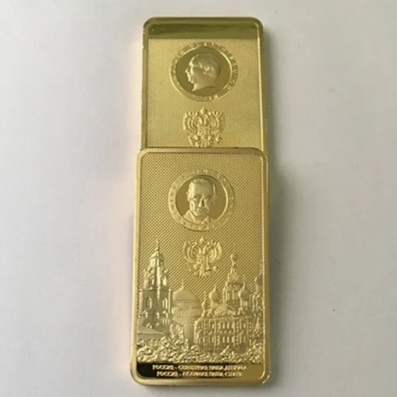 2 Pcs the Putin Coin 24K Real Gold Plated Badge 50 X 28 Mm Souvenir Bullion Bar Coin