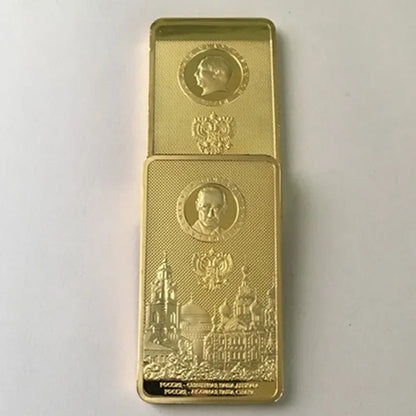 2 Pcs the Putin Coin 24K Real Gold Plated Badge 50 X 28 Mm Souvenir Bullion Bar Coin