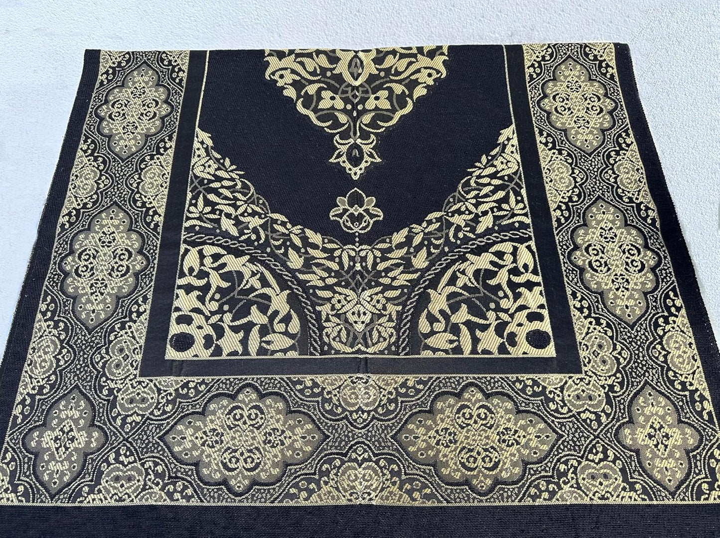 Muslim Prayer Rug, Islamic Gift Set, Velvet Full Arabic Quran, Elegant Kaaba Design Box, Ayat El Kursi Table Top, Prayer Beads, Bookmark, Janamaz, Salah Mat (KAABA)