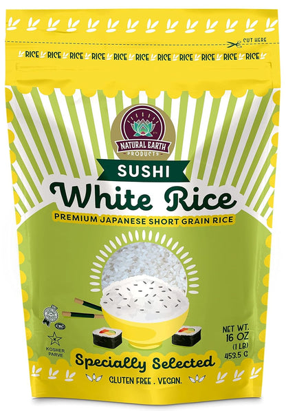 White Sushi Rice, Premium Japanese Short Grain Rice, Specially Selected, Kosher Certified, 16 Oz (Single)
