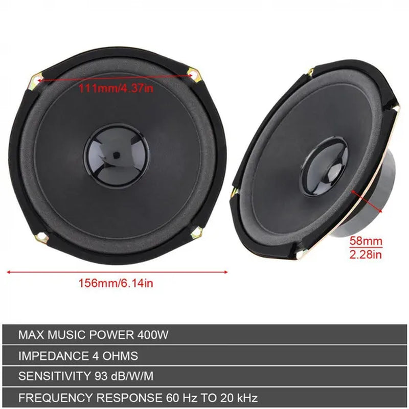 6 Inch 400W Car Coaxial Speaker Vehicle Door Auto Audio Music Stereo Full Range Frequency Hifi Speakers