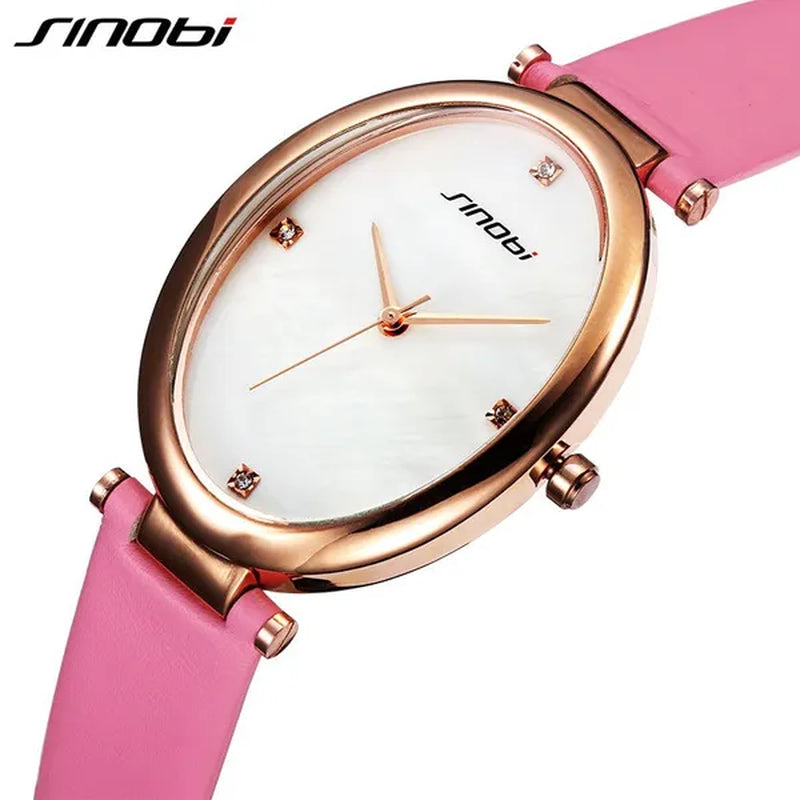 Ladies Elegant Ceramic Dial Oval Leather Band OL Business Watch Women Bracelet Rose Gold Wristwatch