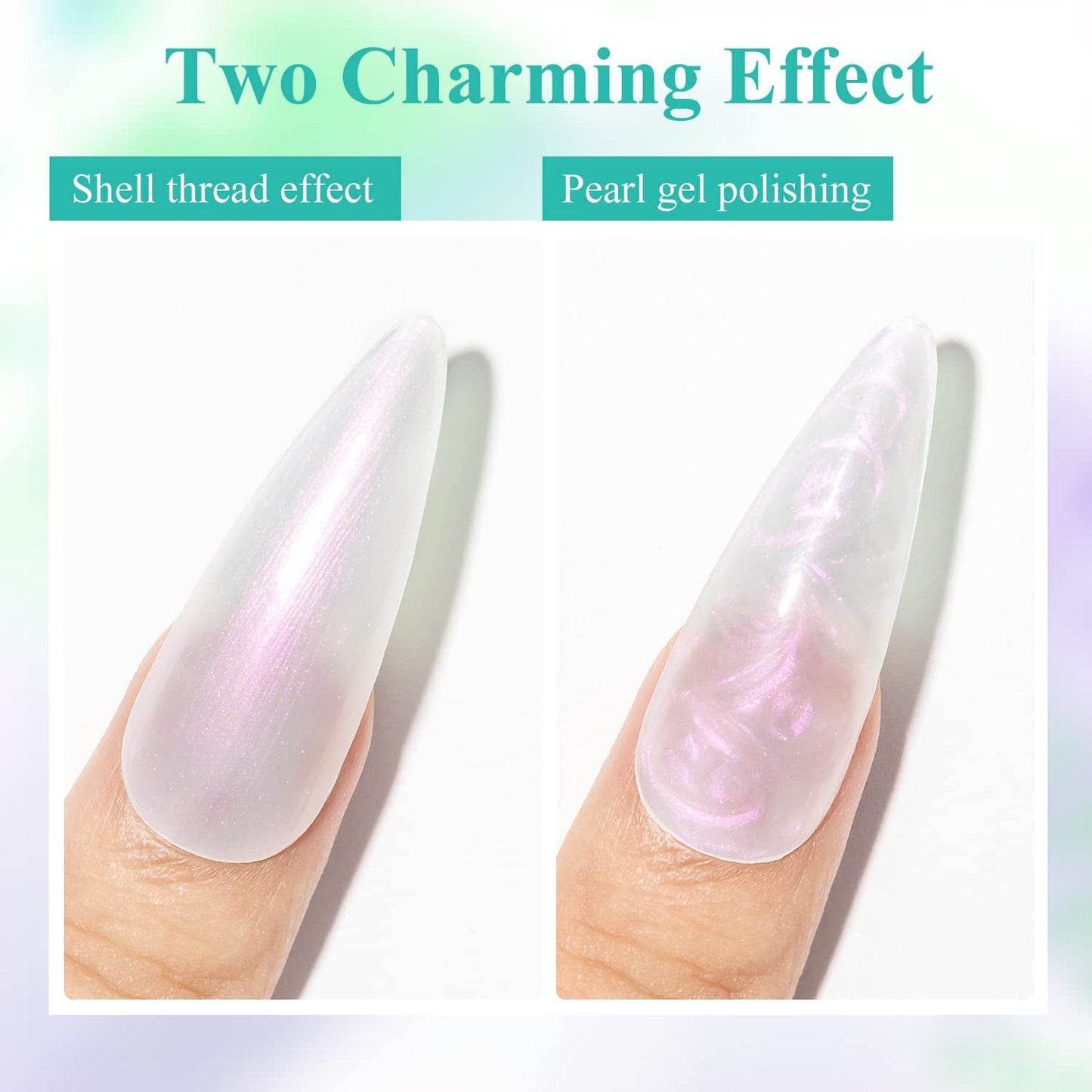Pearl White Gel Nail Polish Mermaid Shimmer Glitter Drawing Gel Polish Shell Thread UV LED Nail Gel Polish for Home DIY Nail Salon