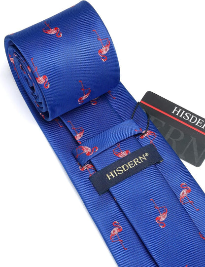 Ties for Men Classic Animal Tie and Pocket Square Set Jacquard Woven Silk Neckties Handkerchief Wedding Party