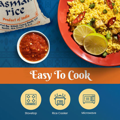 White Basmati Rice - Aromatic & Nutty Flavor Basmati Rice - Long Grain Rice Basmati (10 Pound Bag)
