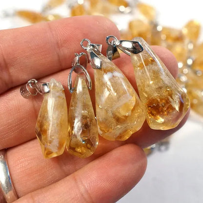 Yellow Crystal Citrine Pendant / Real Raw Citrine / Healing Crystal / Natural Stone Jewerly / Gemstone Necklace
