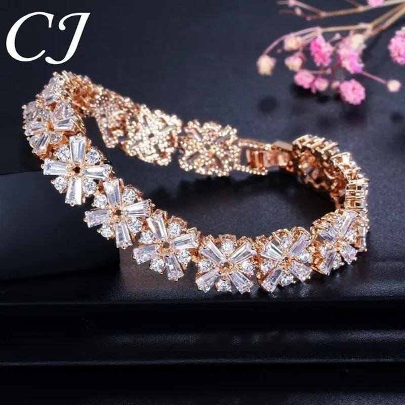 CANDICE Luxury Bridal White Gold Plated Jewelry Top Quality AAA+ Cubic Zirconia Wedding Bracelet Bangle for Bride
