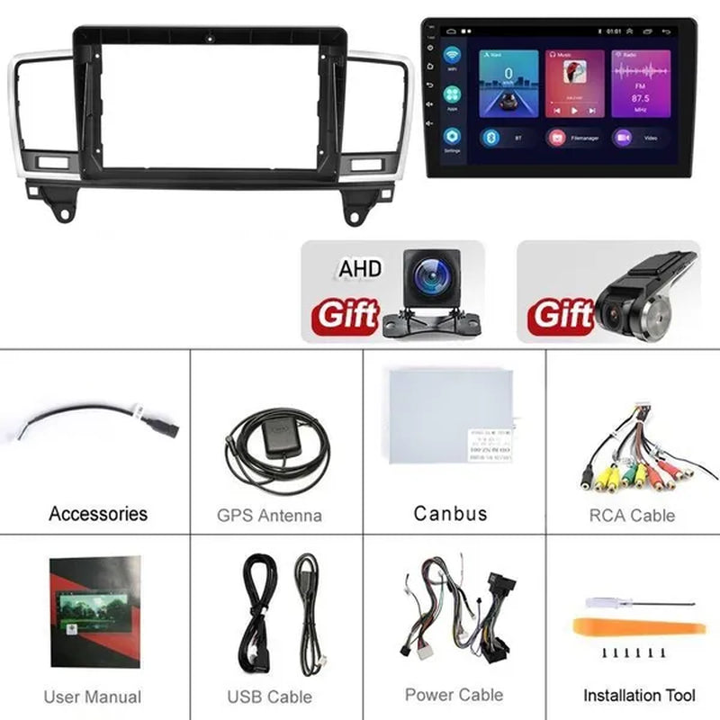 PODOFO New【2+32G】【For Mercedes-Benz ML 2012-2015】2Din Android 11 Car Stereo Radio 9'' HD Touch Screen Car MP5 Player Autoradio GPS Support Hifi WIFI Bluetooth Mirror Link FM/RDS Radio with AHD Camera& DVR