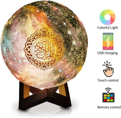 Moon Quran Speaker,Starry Moon Quran Lamp Bluetooth Speaker Lamp Quran Cuba with APP Control Quran Recitation, Eid Mubarak Hajj Gifts