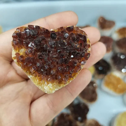 1pc 100% Natural Citrine Cluster Heart shape Mineral Specimen Quartz Stones and Crystals Healing Crystal