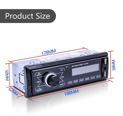 1DIN Touch Car Stereo 12V In-Dash Auto Radio Car MP3 Player Audio Music Stereo with Remote Control Fm/Bluetooth/Usb/Sd/Aux-In Colorful Lights +TF Card (Optional)