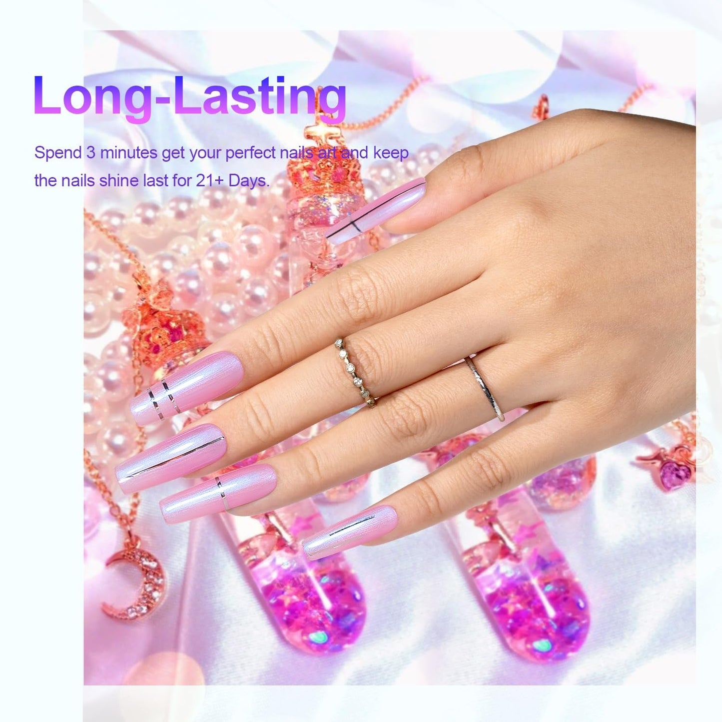 Pearlescent Gel Nail Polish Set Mermaid Dreams Iridescent Shell Glitter Gel Polish 6 Colors Pink Blue Green Purple Gold Shimmer Swirl Thread Effect Soak off LED UV Curing Requires Home Salon