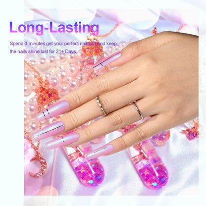 Pearlescent Gel Nail Polish Set Mermaid Dreams Iridescent Shell Glitter Gel Polish 6 Colors Pink Blue Green Purple Gold Shimmer Swirl Thread Effect Soak off LED UV Curing Requires Home Salon