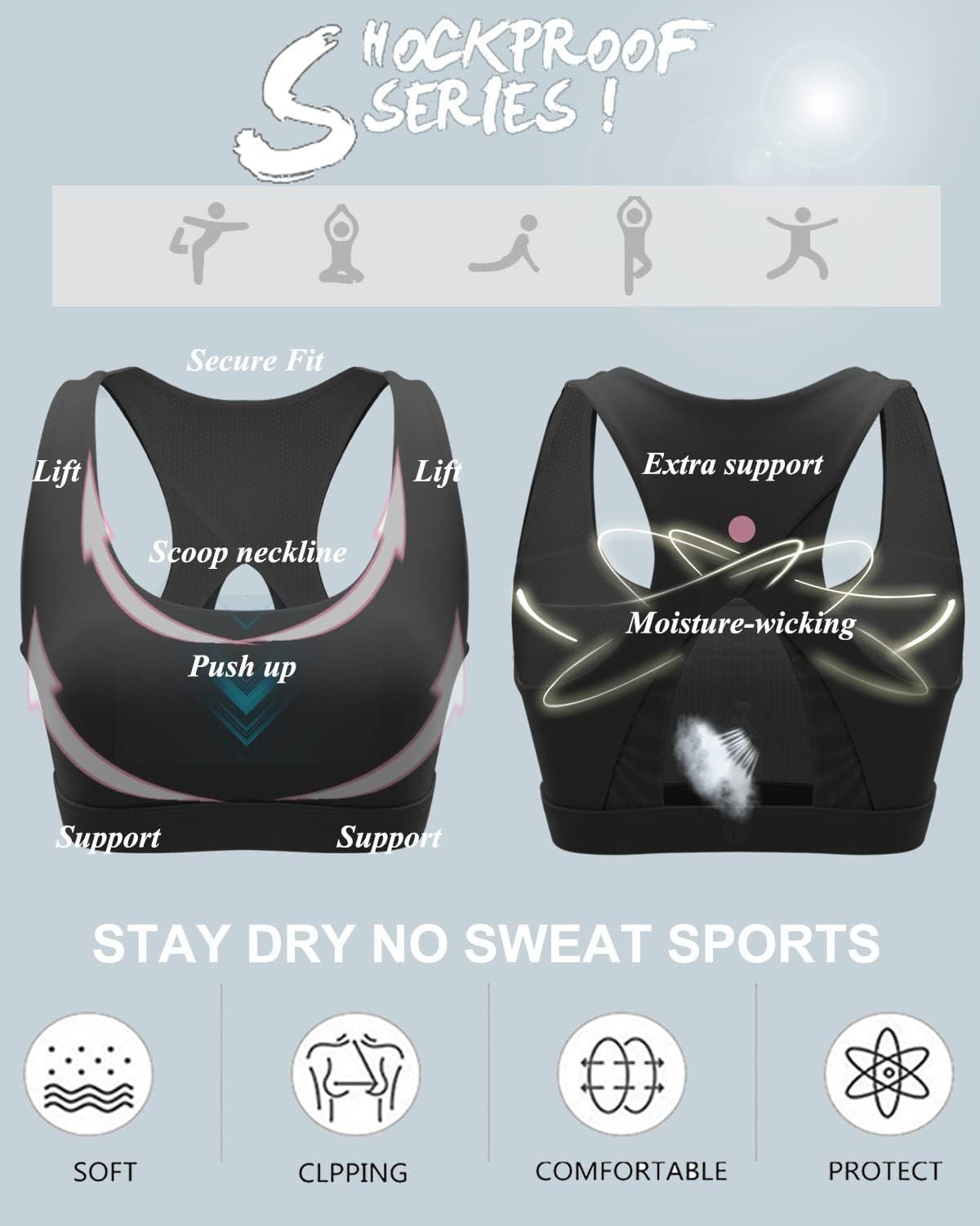 High Impact Sports Bras for Women,Racerback Running Bra Workout Crop Tank Tops Longline Sports Bra Push Up