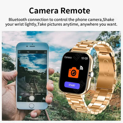 LIGE Smart Watch for Women and Men 1.69" Color Screen Full Touch Fitness Tracker Bluetooth Call Smart Clock Ladies Luxury Gold Smart Watch Relogio Smartwatch