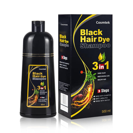 MEIDU Black Hair Dye Shampoo for Gray Hair, Semi-Permanent Hair Color Shampoo for Women and Men, Herbal and No Ammonia, 3 in 1-100% Grey Coverage(16.9 Fl Oz)