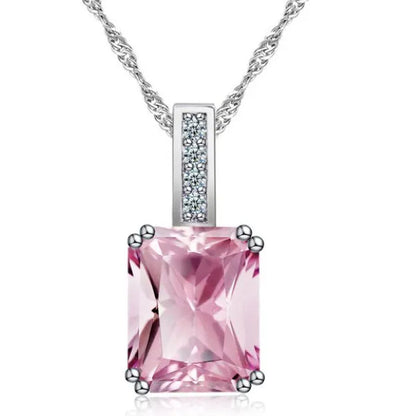 Woman Fashion Jewellery Simplicity Elegant Sapphire/Amethyst/Pink Necklace Silver Banquet Engagement Jewellery Necklace