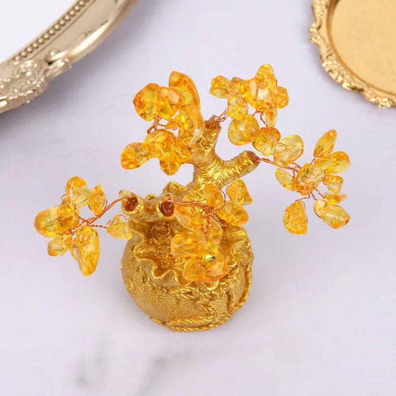 New Lucky Tree Feng Shui Money Fortune Tree Feng Shui Citrine Money Tree Crystal Bonsai Style Money Tree with Wealth Coins for Tabletop Decoration Home Office Store