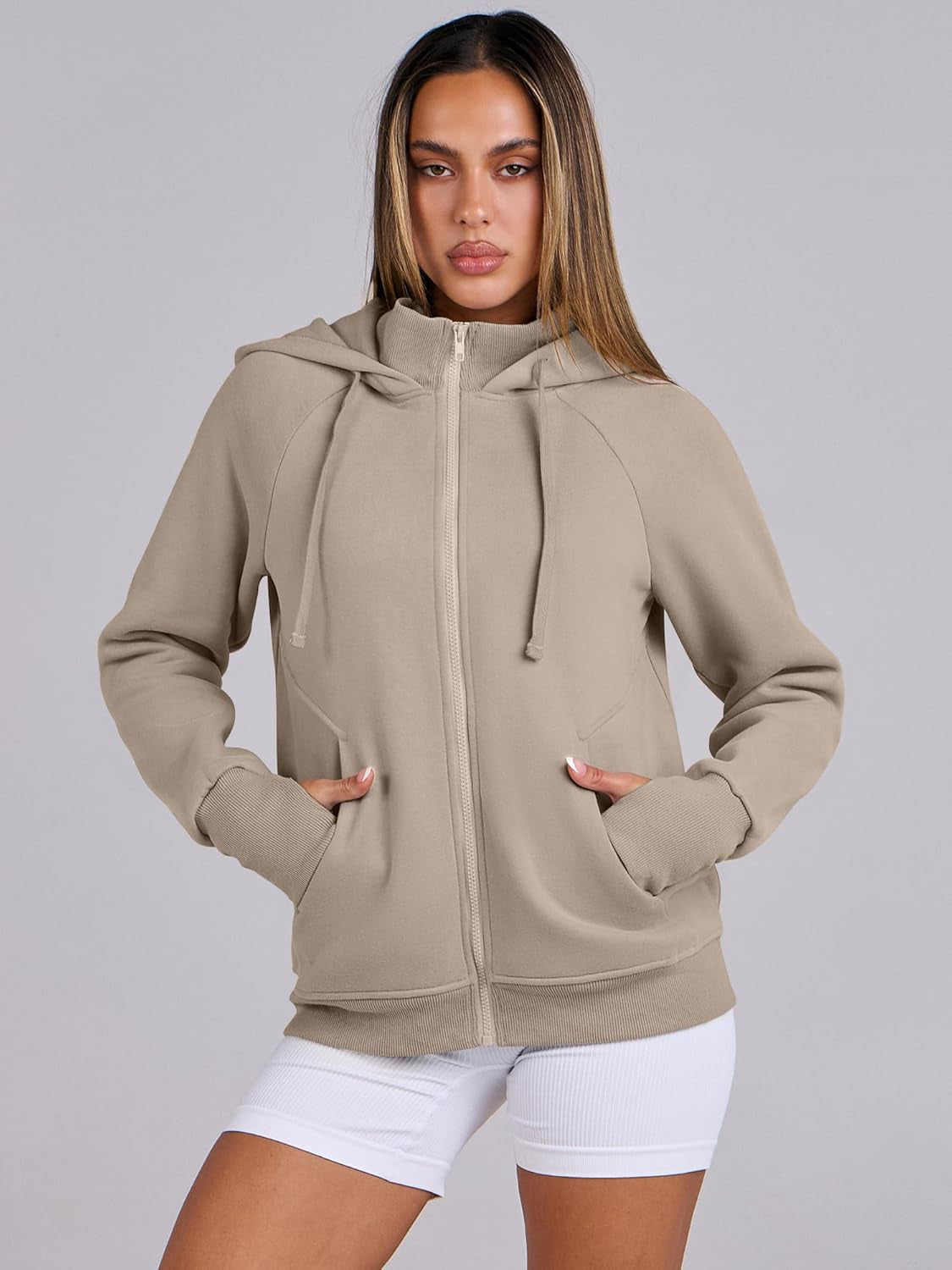 Womens Zip up Hoodies Fleece Jackets Long Sleeve Sweatshirts Pockets Casual Fall Fashion Preppy Outfits Y2K Clothes