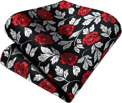 Ties for Men Floral Tie Handkerchief Cufflinks Set Formal Flower Classic Mens Necktie & Pocket Square Wedding