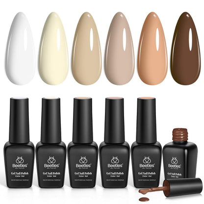 Beetles Brown Gel Nail Polish Set Nude Gel Polish Nail Set 6 Colors Sandstorm Collection Peach Brown Natural Manicure Kit Soak off Uv Led Lamp Needed for Women Gift Diy Home
