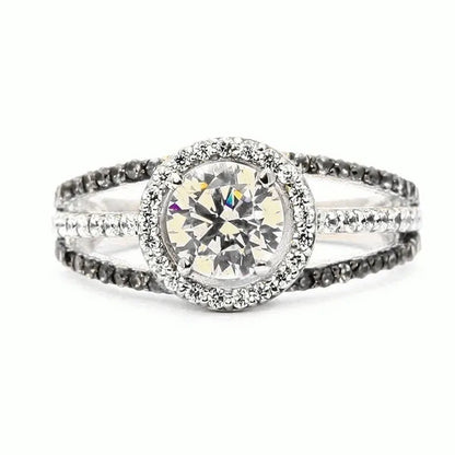 Luxury Exquisite Women's  Round Garnet & White Sapphire & Black Topaz Ring K Rose  Gemstone Diamond Charm Crystal Bride Princess Wedding Engagement Band Ring Size 6 7 8 9 10