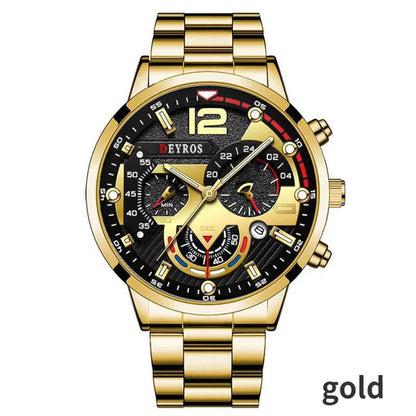 Fashion Men’s Stainless Steel Watches Luxury Quartz Wristwatch Calendar Luminous Clock Men Business Casual Watch