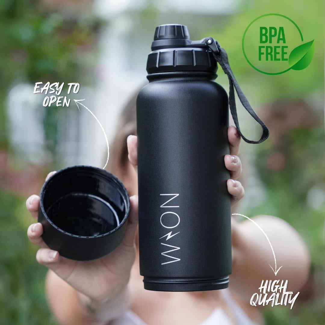 WON Stainless Steel Insulated Water Bottle with Storage Compartment for Pills, Dog Food, Snacks, Keys, Cash and Valuables - 32Oz Metal Vacuum Flask for Cold & Hot Drinks - Diversion Safe Water Bottle