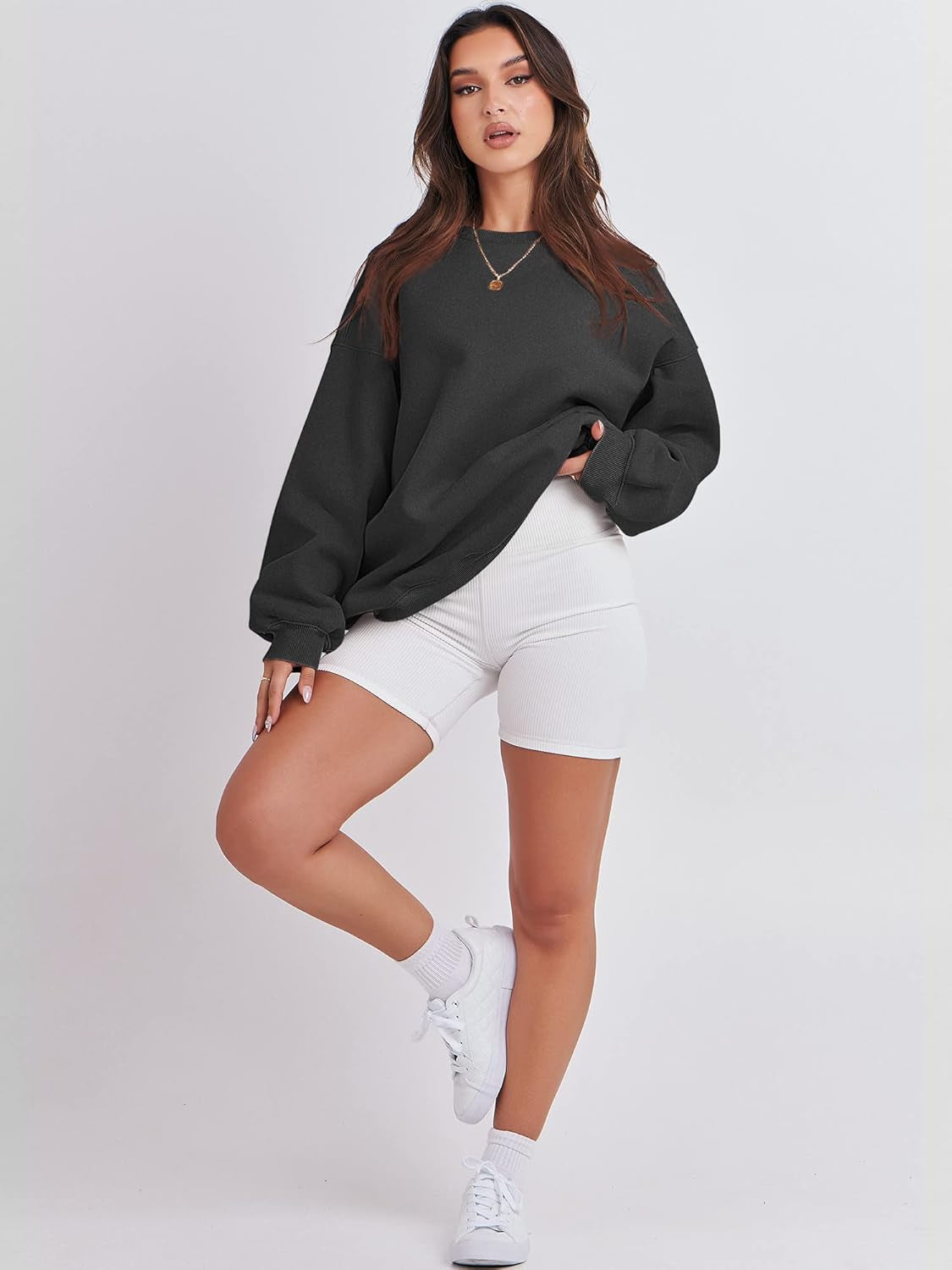 Women'S Sweatshirts Hoodies Crewneck Oversized Fleece Pullover Sweaters Cute Top Y2K Teen Girls Preppy Clothes 2024