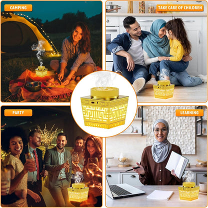 Quran Speaker & Mini Incense Burner Bakhoor,Remote Control with 114 Quran Chapters, Multicolor Changing Bluetooth Speaker, Night Light MP3 Music Player with 18 Reciters and 17 Translations
