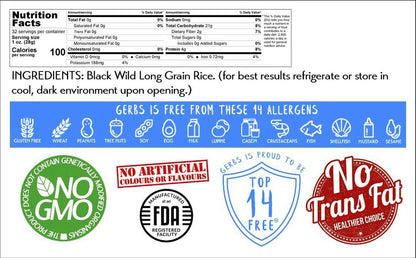 Wild Black Canadian Rice 2 LBS. Premium Grade | Top 14 Food Allergy Free | Freshly Harvested Packed in Resealable Bulk Bag | High in Protein, Fiber & Antioxidants | Gluten Peanut Tree Nut Free